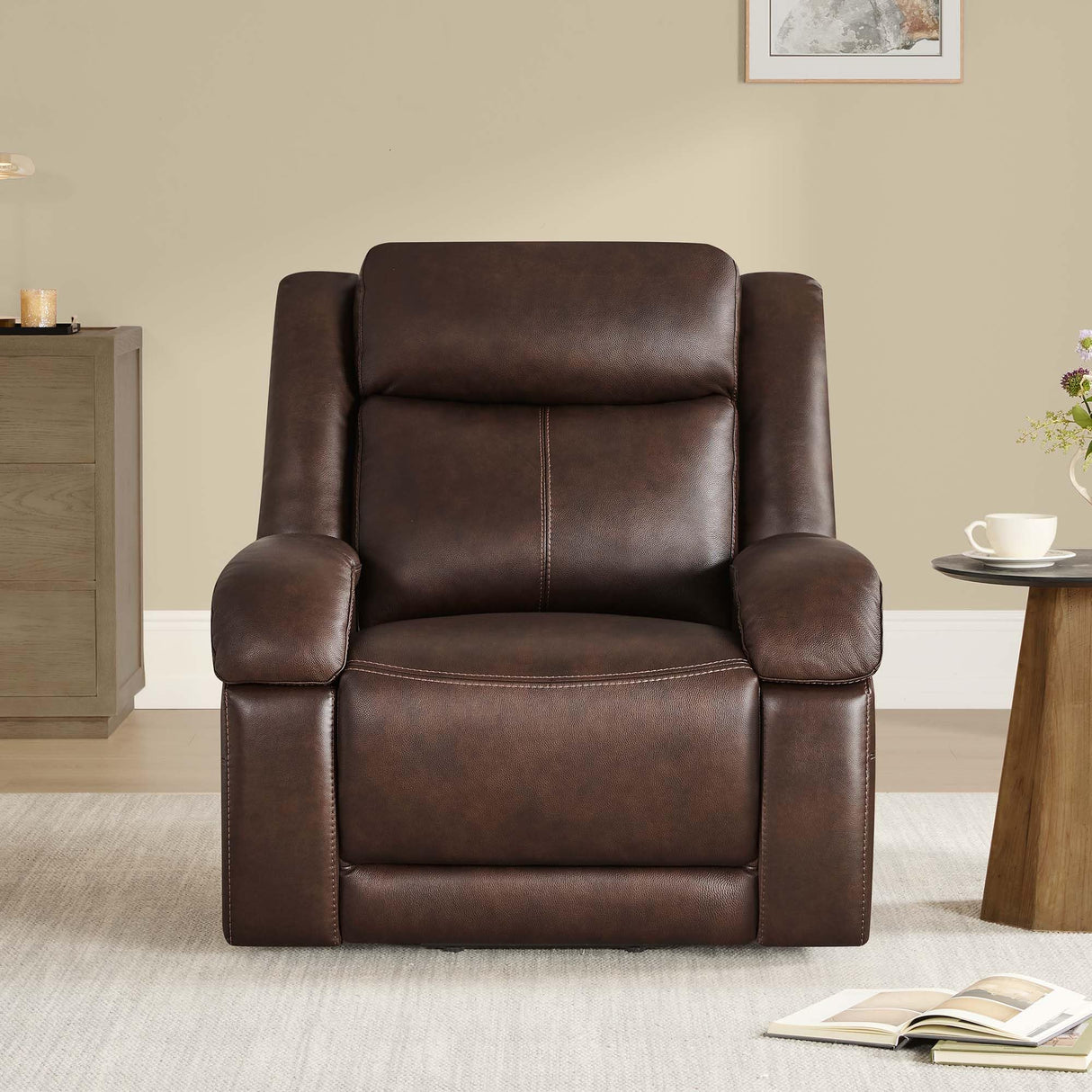 Watson & Whitely Genuine Leather Power Lift Recliner Chair for Elderly with Heat and Massage, Electric Lay Flat Lift Chairs with Power Headrest & Visual Remote Control, Dual Motor, Dark Brown Watson & Whitely