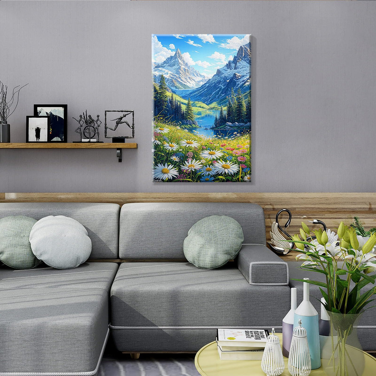 JOOZ Mountain Paint by Numbers Kit for Adults with Frame, Landscape Paint by Number with Easel, DIY Landscape Flower Adult Paint by Number Kits Framed Canvas for Home Wall Decor 8 x 12 Inch JOOZ