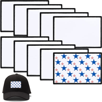 10 Sheets Blank White Sublimation Patches Heat Transfer Patches for Sticking on Hat DIY Patch, 4 x 2.6 Inches of Each, Wired Edge