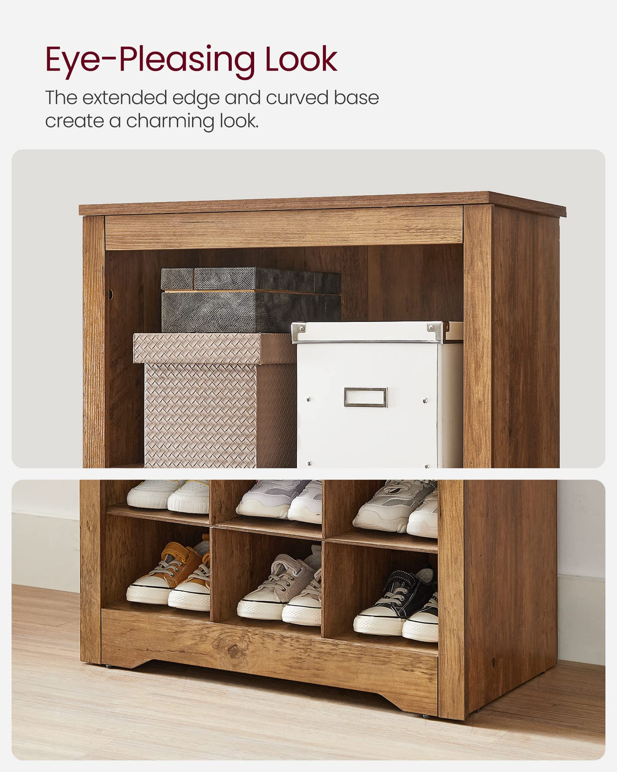 VASAGLE Shoe Storage Cabinet, 10 Tier Shoe Rack Organizer, Holds Up to 30 Pairs of Shoes, for Entryway Bedroom, 12.6 x 24.8 x 73.6 Inches, Rustic Walnut ULBS273T41 VASAGLE