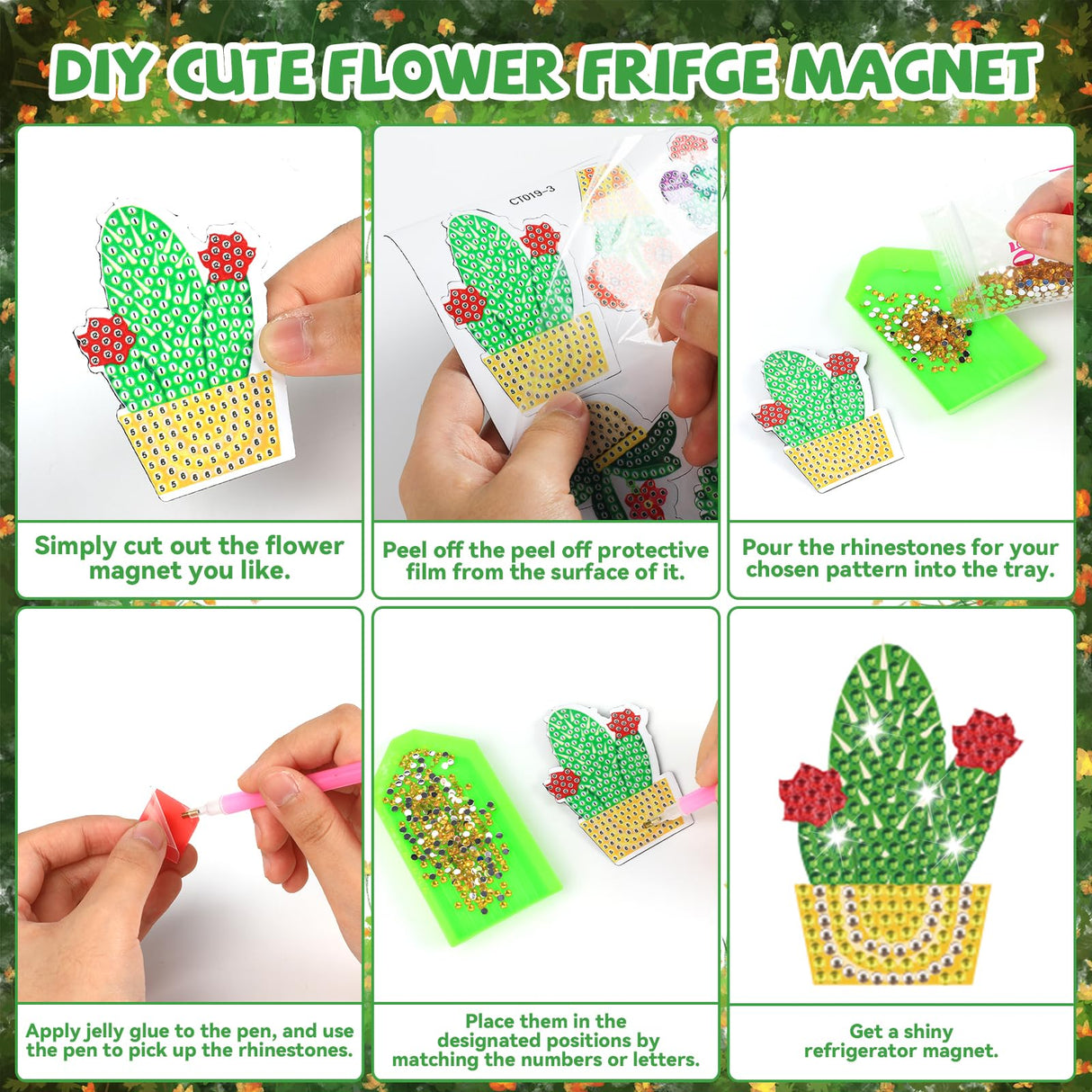 chiazllta 30 Pcs Summer Diamond Painting Magnets Flower Arts Crafts Kit Flower Refrigerator Magnetic Sticker Diamond Fridge Magnet for Adults DIY Home Decoration chiazllta