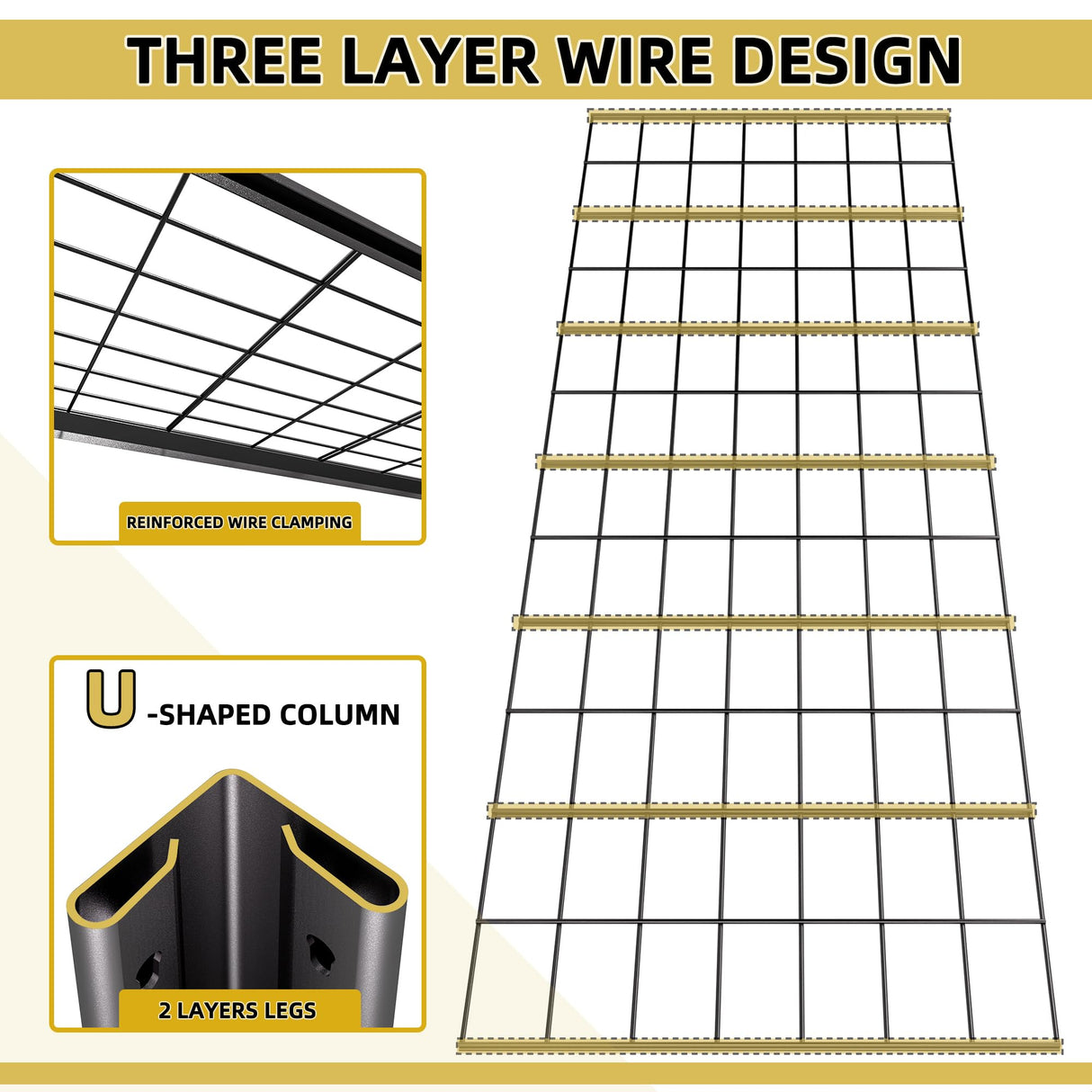 Heavy Duty Garage Shelving Unit with Wire Grid Shelves, Industrial Garage Storage Shelf,76.6" H x 60" W x 24" D, 5-Tier Adjustable Metal Shelving for Heavy Duty Shelving, Storage Room, Basement-1Pack WOZBUD