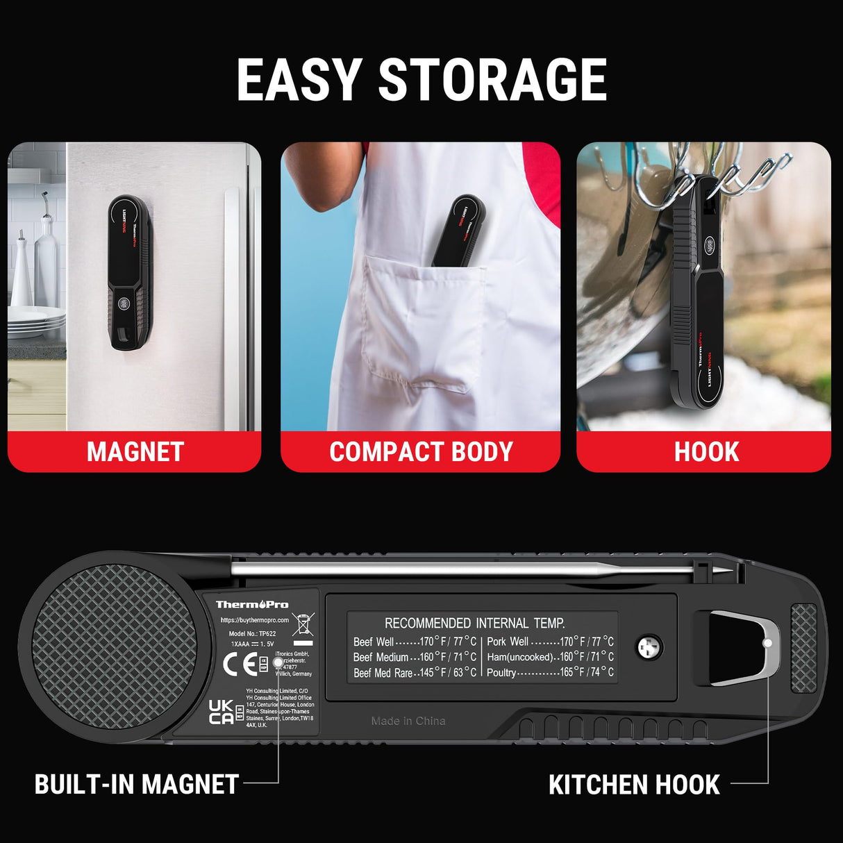 ThermoPro Lightning 1-Second Instant Read Meat Thermometer, Kitchen Food Thermometer with Auto Wake/Sleep/180° Rotating Display, Waterproof Cooking Thermometer for Oil Deep Fry Smoker BBQ Grill ThermoPro