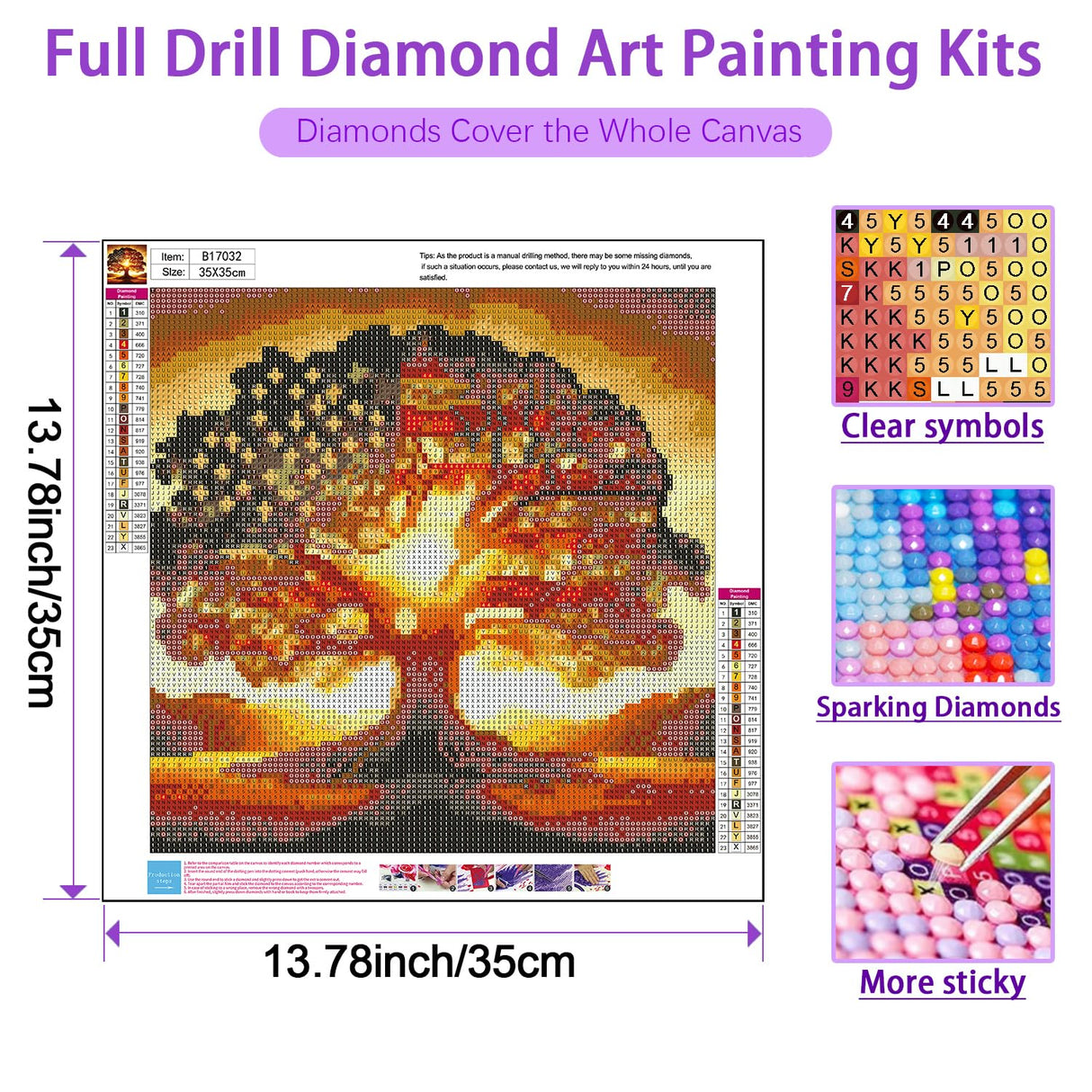 JXDXDJ 5D Diamond Painting Kits for Beginners,Ancient Tree Full Drill Diamond Art Kits for Adults,DIY American Flag Round Diamond Dots for Adults Crafts,Gem Painting Home Wall Decor 13.78x13.78 Inch JXDXDJ