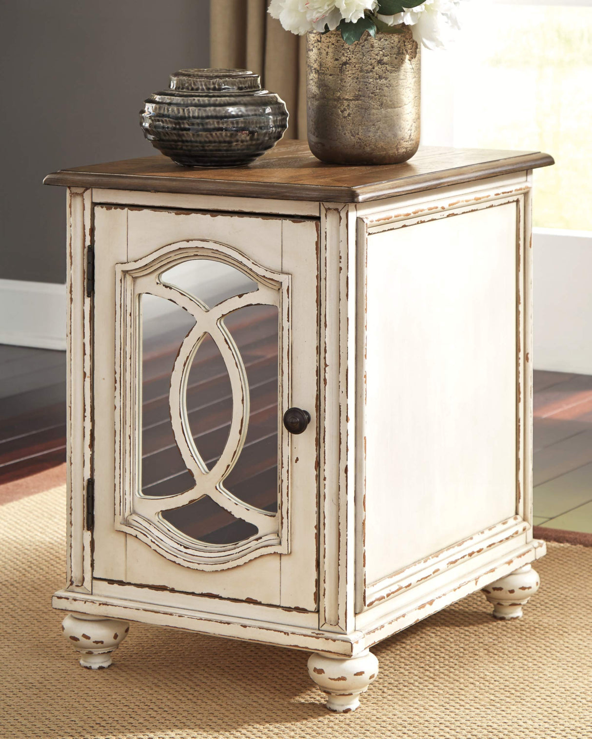 Signature Design by Ashley - Realyn Chairside End Table, White/Brown Wood Signature Design by Ashley
