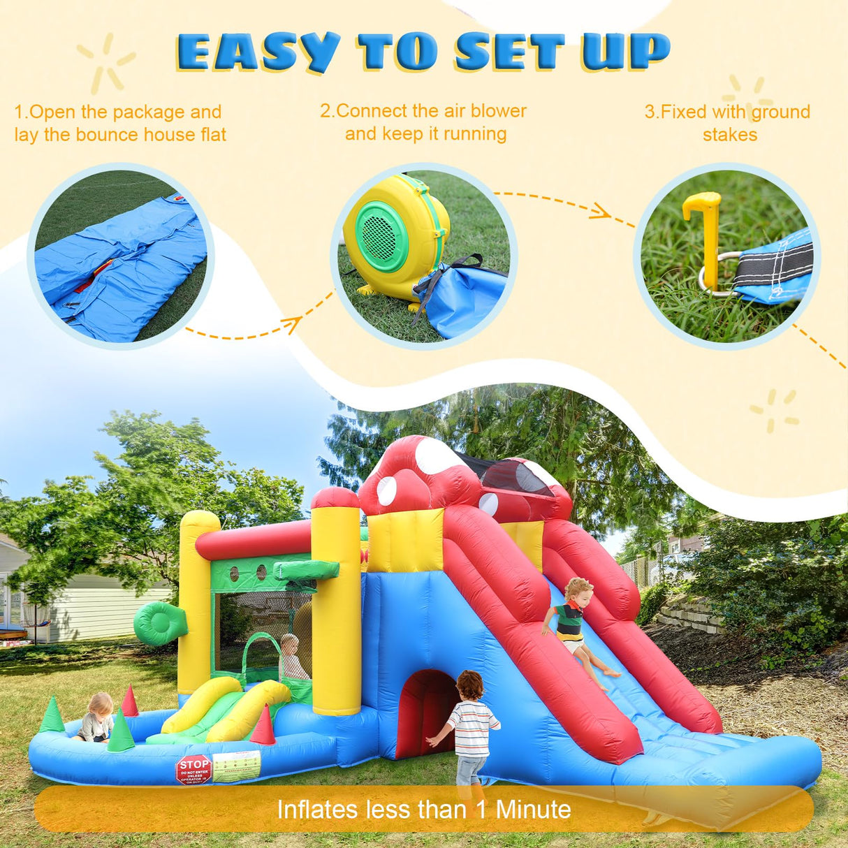 18FT Commercial Bounce House for Kids 5-12 Large,100% PVC Inflatable Bounce House for Adults, Double Slides, Ball Pit, Kids Large Bounce House, Outdoor Indoor Big Adult Bounce House w/Blower 18x15x9FT Relunch