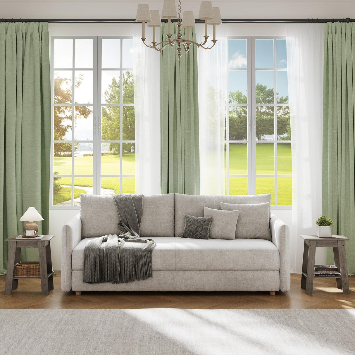 Hipicute Farmhouse End Table with Storage Shelf - Rustic 2-Tier Side Table, Narrow Nightstand & Small Coffee Table for Living Room, Bedroom, Apartment (Grey) Hipicute