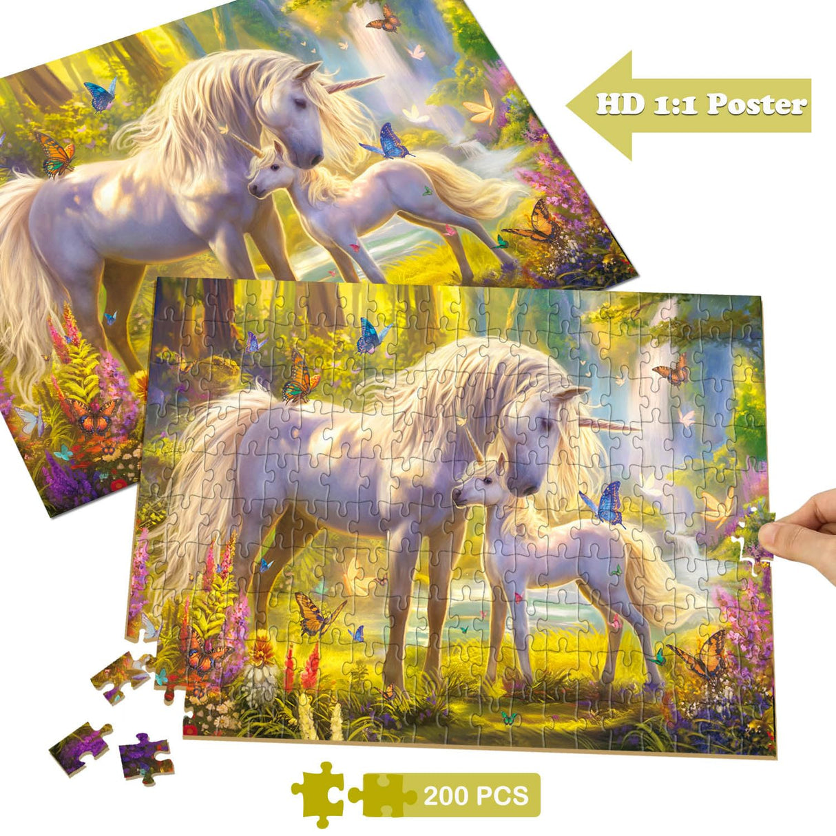 RANSUNN Puzzles for Kids Ages 6-8 8-10 - Unicorn and Foal, 200 Piece Puzzles for Kids, Learning Educational Jigsaw Puzzles Toys Gifts for 6 7 8 9 10 Year Old RANSUNN