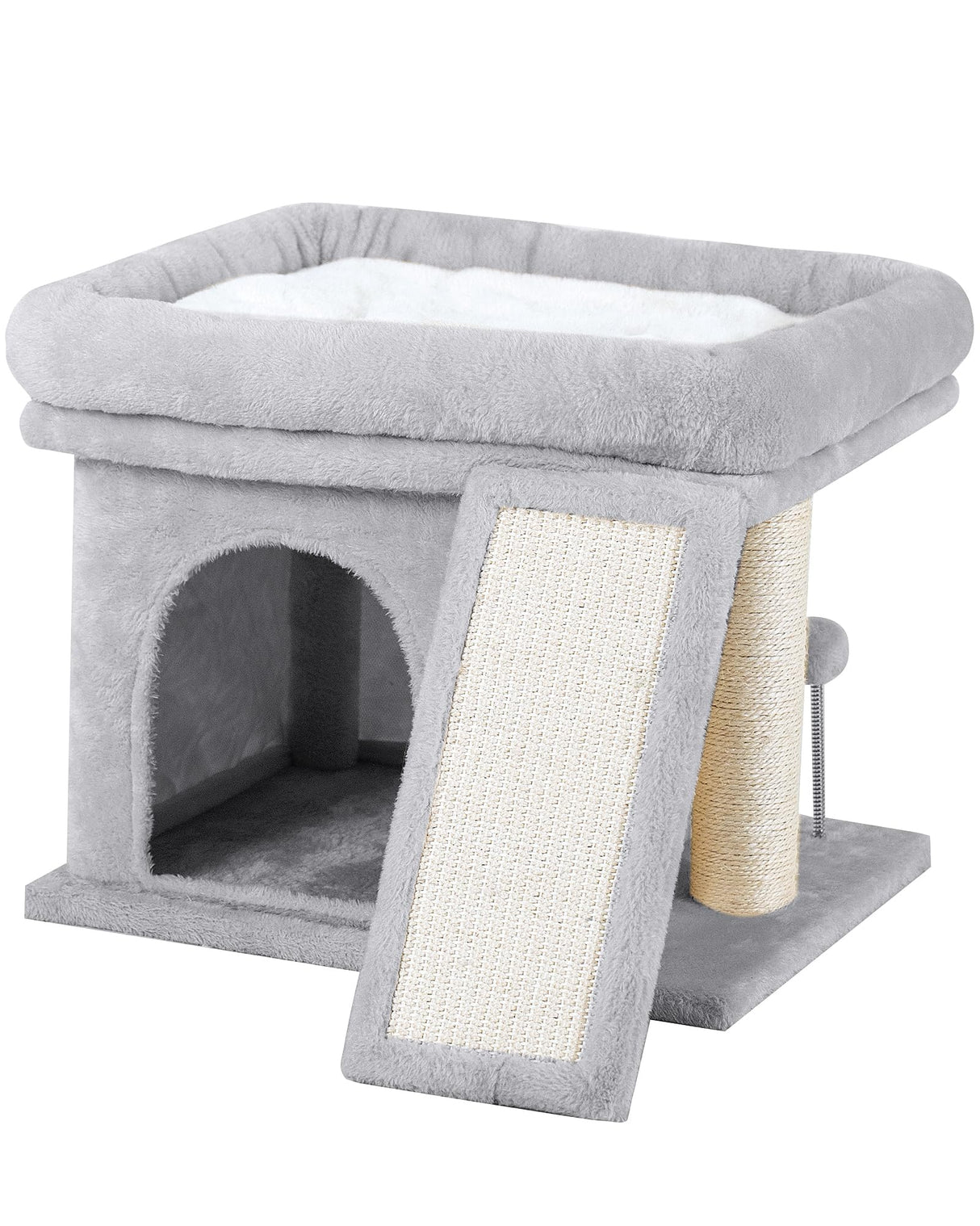 Aechonow Cat Tree Tower for Large Cat, Cat Bed House with Large Perch for Adult Cats, 20 * 16.5 Inch Big Platform for Indoor with Super Cozy Mat, Large Condo with Scratching Post, Light Gray Aechonow