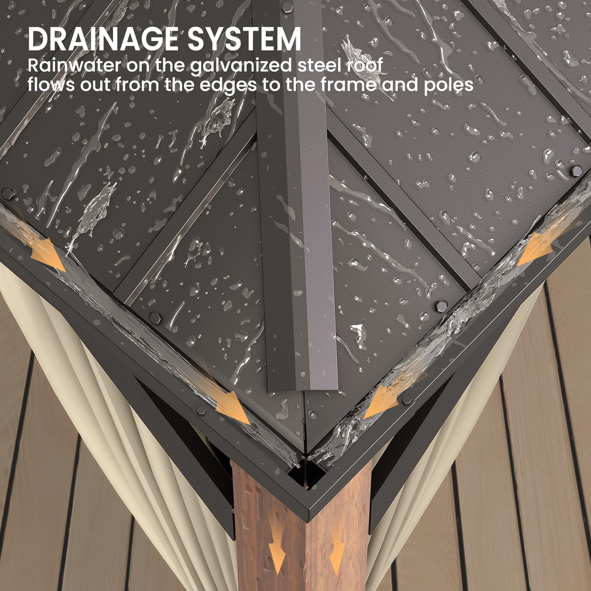 Amopatio 10' X 12' Wood Gazebo, Hardtop Gazebos with Galvanized Steel Double Roof, Metal Outdoor Permanent Aluminum Gazebo for Patio Deck Backyard Amopatio