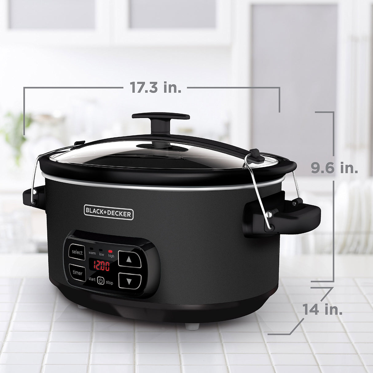 BLACK+DECKER 7-Quart Slow Cooker, SCD4007, Chalkboard Exterior, Locking Lid, 3 Heat Settings, Removable Stoneware Crock BLACK+DECKER