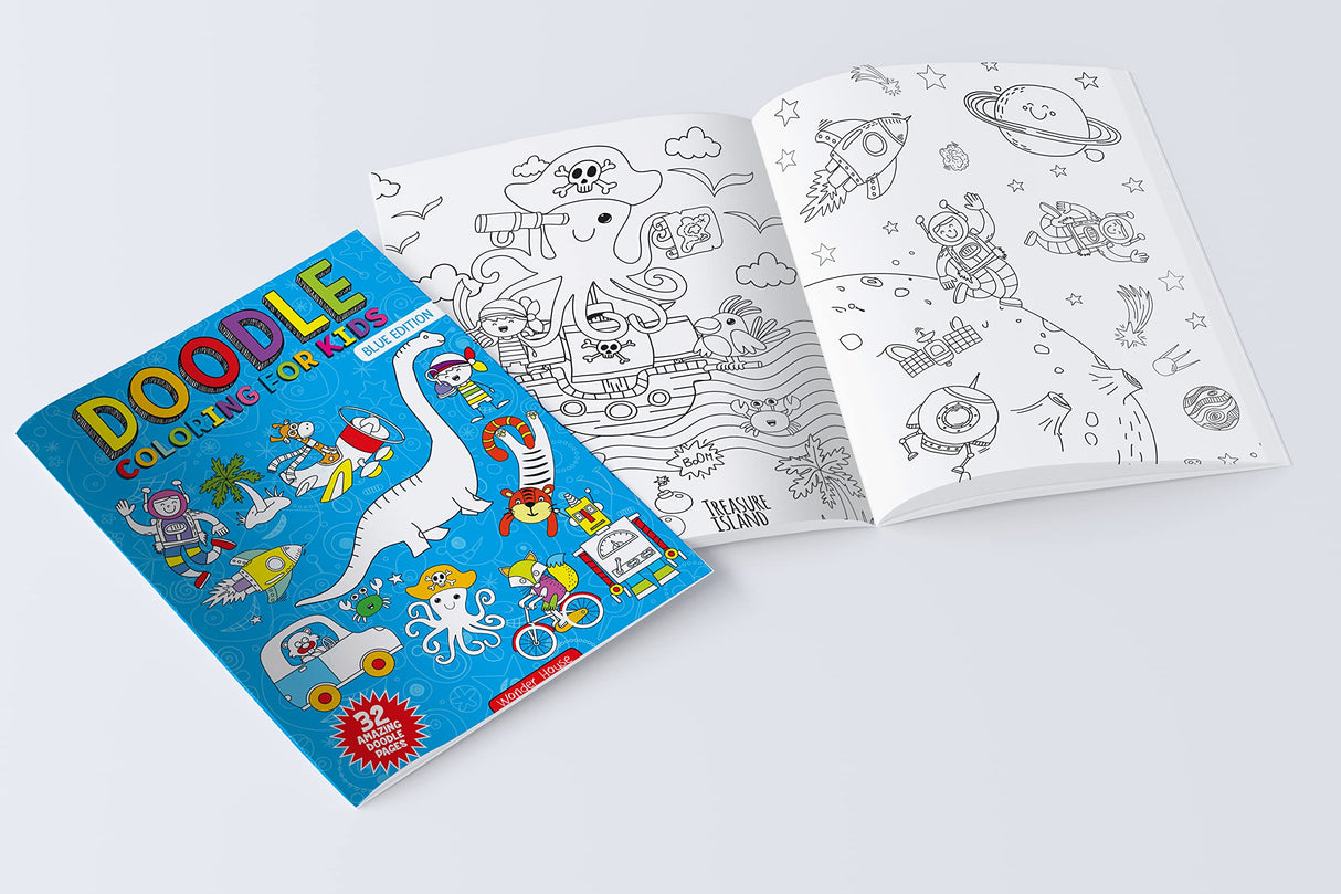 Doodle Coloring For Kids: Blue Edition WoodArtSupply