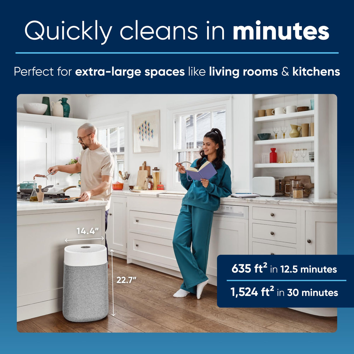 BLUEAIR Air Purifiers for Large Rooms, Cleans 3,048 Sqft In One Hour, HEPASilent Smart Air Cleaner For Home, Pets, Allergies, Virus, Dust, Mold, Smoke - Blue Pure 211i Max Blueair