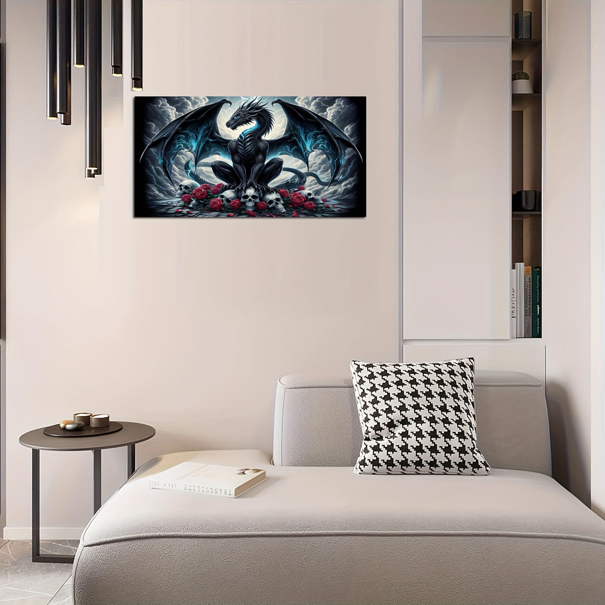 KUFWKEY 5D DIY Dragon Diamond Painting Kits for Adults,Fantasy Animal Art,Skull Gothic Art,Full Round Diamond Art Kits,Diamond Mosaic Emboridery for Home Decor,Big Size 27.5 x 15.7 inches KUFWKEY