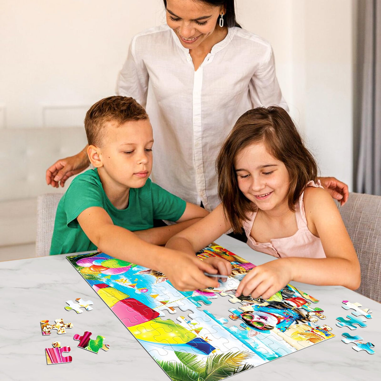 Puzzles for Kids Ages 4-8 6-8 8-10 Year Old and Seniors - Funny Cats Puzzle Beach Kitten Jigsaw Puzzles, 100 Piece Puzzle for Toddler Children Learning Educational Puzzles Toys for Boys and Girls Jeacirio