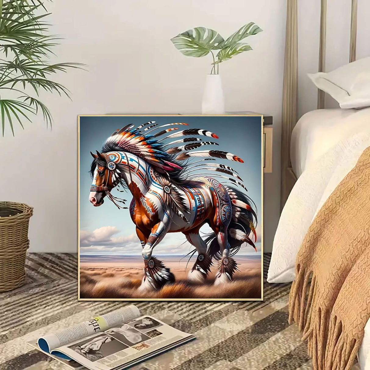 CHWGLFGG 5D Diamond Art Kits for Adults Beginners,DIY Full Round Drill Diamond Painting Kits Horse,Paint by Diamonds Dot Gem Art Crystal Prairie Easy,Home Wall Decor 13.7X 13.7Inch CHWGLFGG