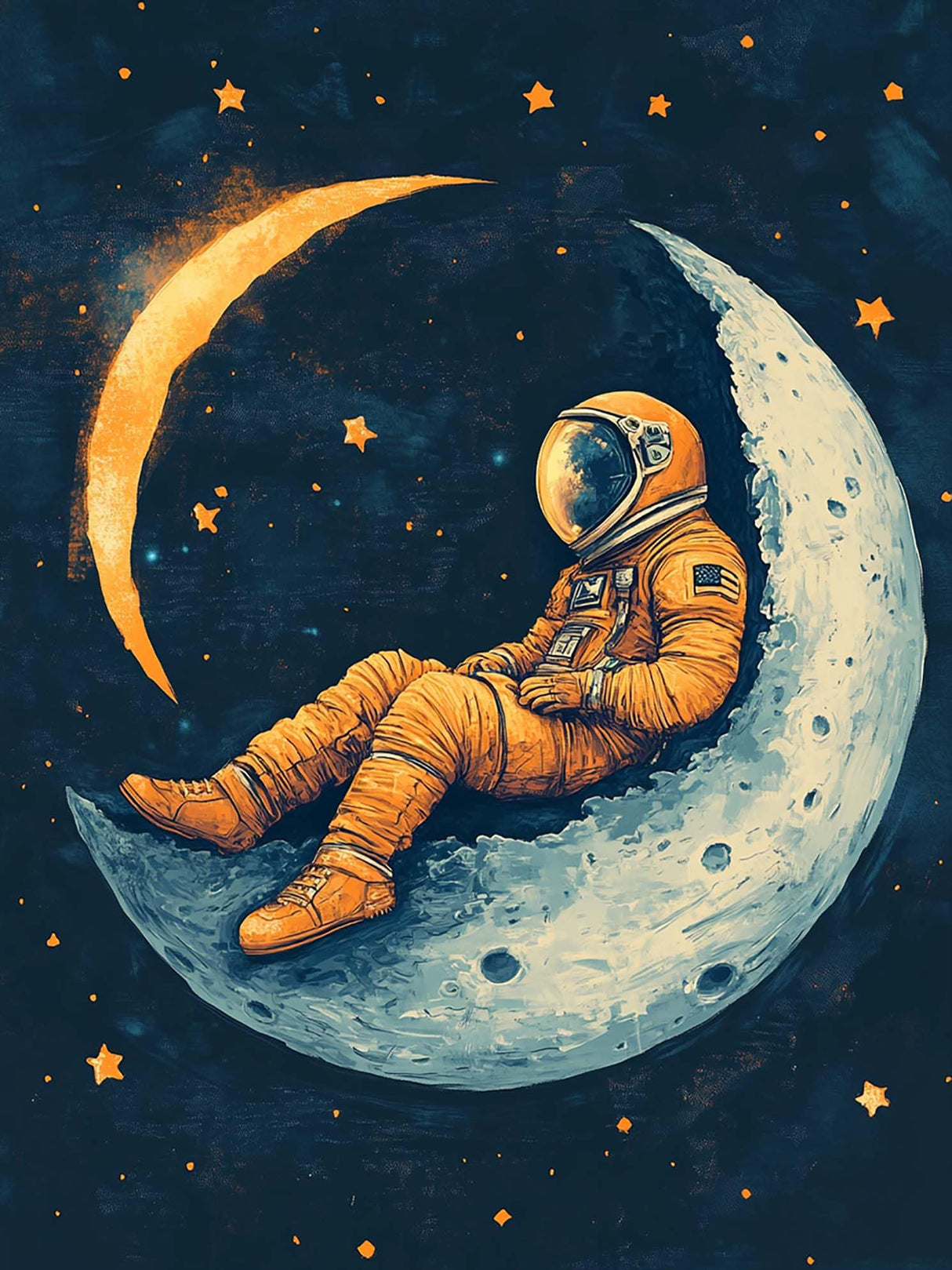 Kaliosy 5D Diamond Art Kits for Adults Astronaut by Number Kits, Diamond Painting Art Starry Moon DIY Full Drill Crystal Craft Cross Stitch Embroidery Decoration (12x16 inch) 30x40 cm Kaliosy