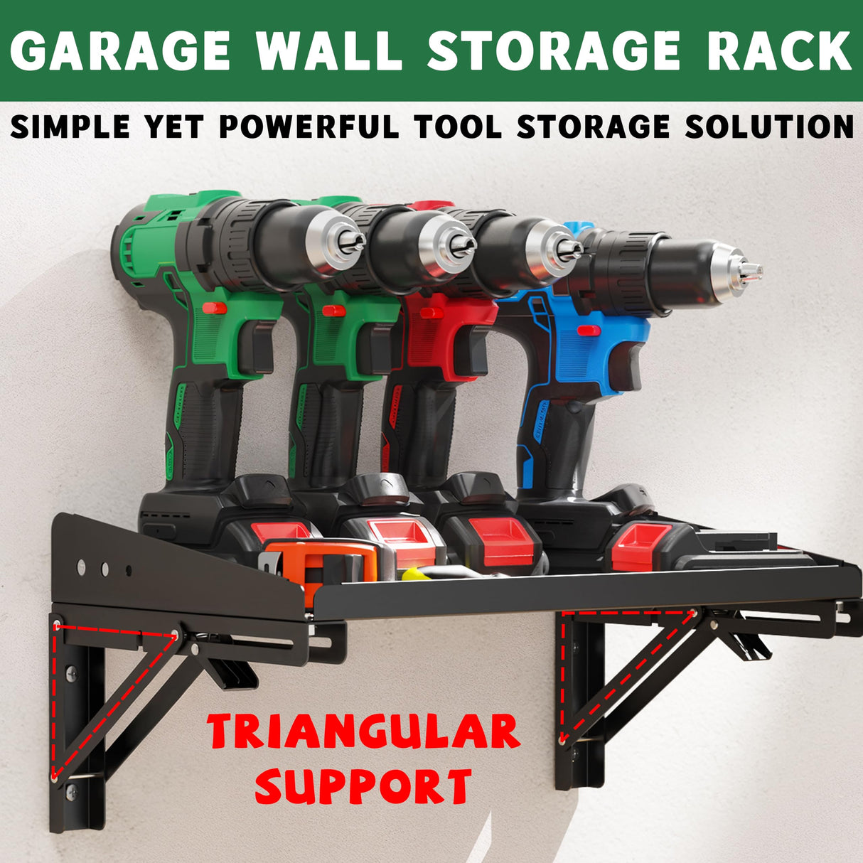 ULIBERMAGNET Garage Folding Storage Rack Shelves,100LB Metal Wall Mounted Adjustable Rail Shelf for Garage,Power Tools,Toolbox,Storage Shelves with Lip for Workshop Kitchen Office (2 Pack) ULIBERMAGNET
