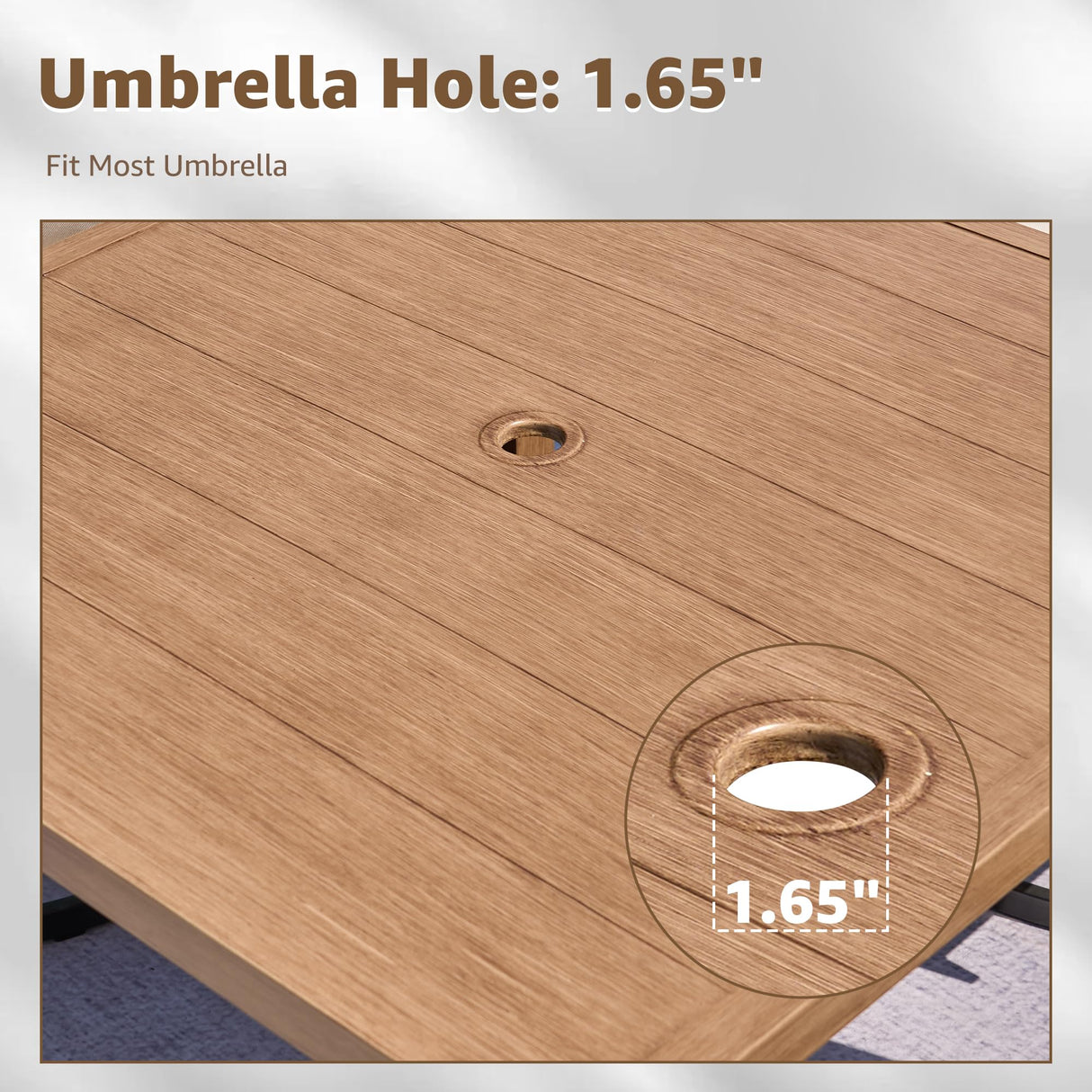 NATURAL EXPRESSIONS 5 Piece Outdoor Patio Dining Sets, 4pcs Swivel Dining Chairs & Square Woodgrain Dining Table with 1.65”Umbrella Hole for Lawn, Garden, Deck, Backyard and Porch NATURAL EXPRESSIONS