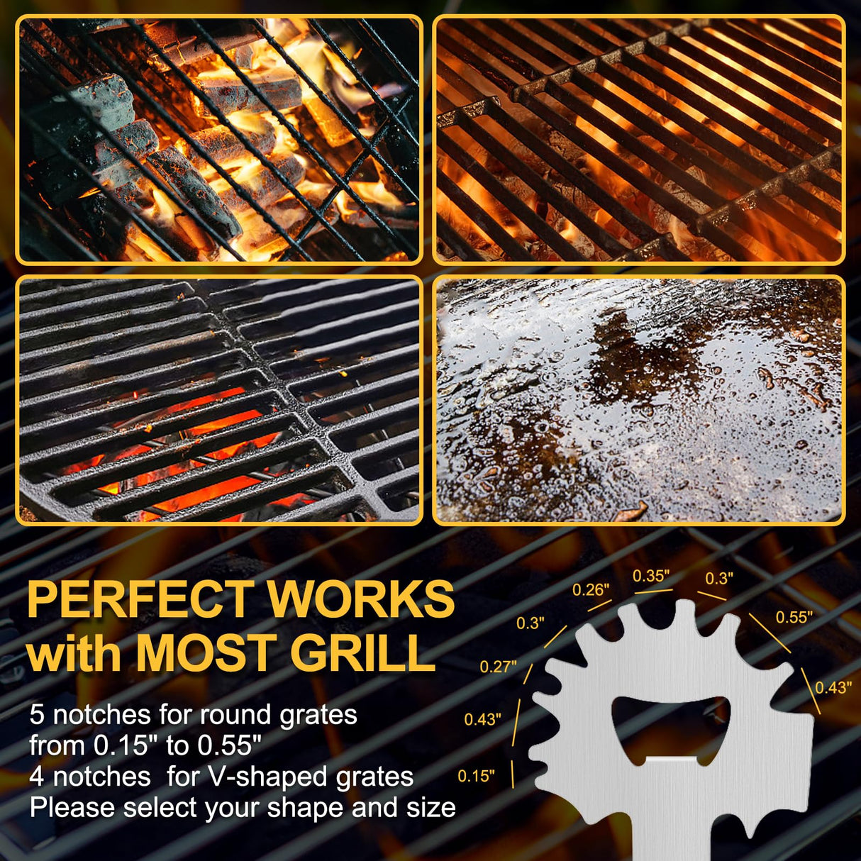 BBQ Grill Scraper, Stocking Stuffers for Men, Bristlefree Safe BBQ Scraper Fits Any Grilling Grate or Smoker Cleaning Tool and Kitchen Gadgets,Ideal Gifts for Christmas Men Dad Husband Fathers Day… XYK