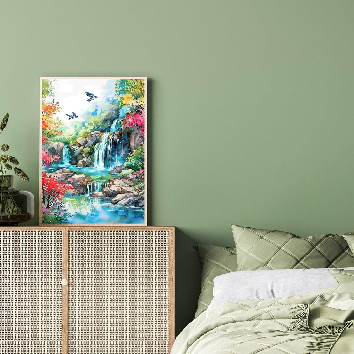 Aestalrcus Landscape Paint by Numbers for Adults - Waterfall Paint by Numbers for Adults with Brushes, Art Crafts Canvas for Home Decoration 16 x 20 Inch Aestalrcus