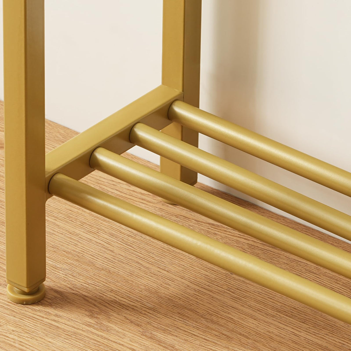 YATINEY Narrow Console Table, 2-Tier Small Sofa Table, 29.5" Thin Entryway Table, Behind Couch Table with Shelves, Industrial Hallway Table, for Living Room, Foyer, White and Gold CT03DW YATINEY