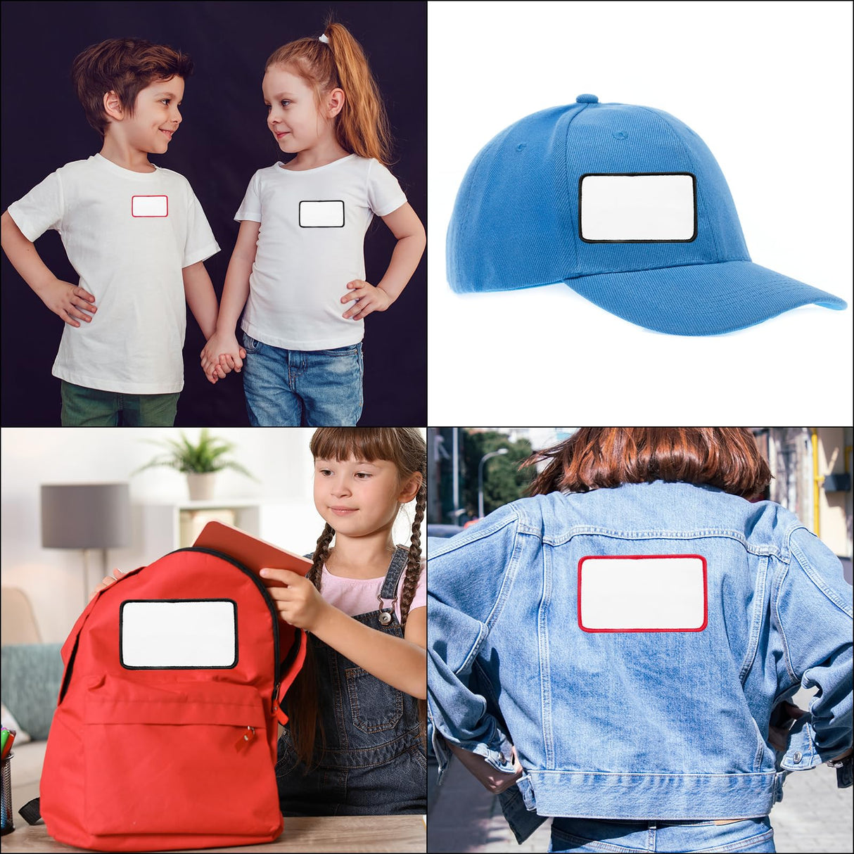 MECCANIXITY 30pcs Sublimation Patch Blank, 10x6cm/3.94x2.36 Inch Oval Rectangle Fabric Iron-on Blank Heat Transfer Repair Patch for DIY Crafts Caps Clothes, White with Black/Red/Yellow Border MECCANIXITY