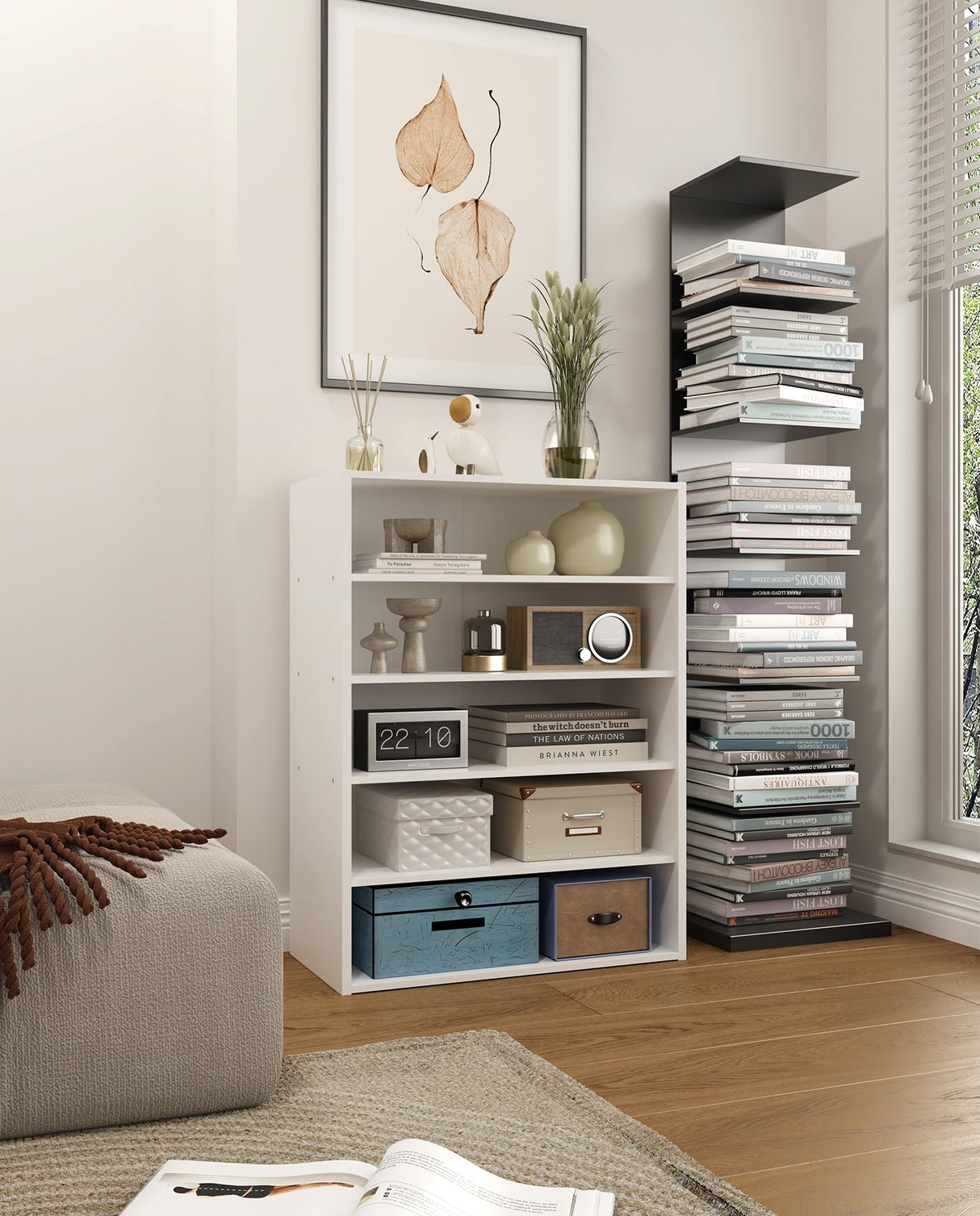 HAIOOU 6 Tier White Shoe Rack, 24 Inches Stackable Wooden Shoe Shelf Organizer Free Standing Shoe Storage Stand with One Movable Storage Shelf for 10-15 Pairs, Perfect for Entryway, Hallway, Closet HAIOOU