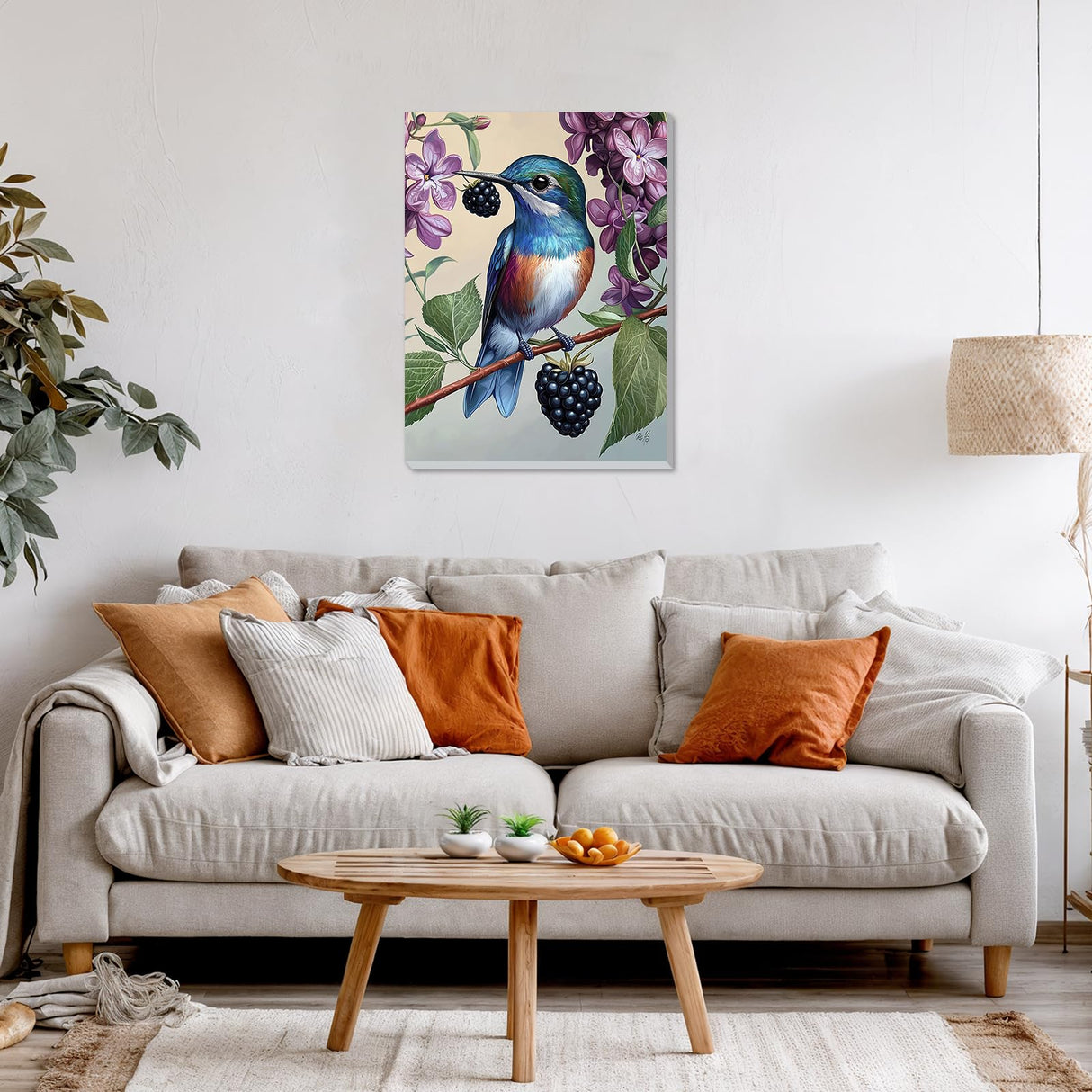 DOMROM Framed Paint by Numbers Kit for Adults Beginners with Wooden Easel, DIY Hummingbird Paint by Number Kit on Canvas, DIY Oil Painting Kits for Home Wall Decor Gift 12x16inch DOMROM