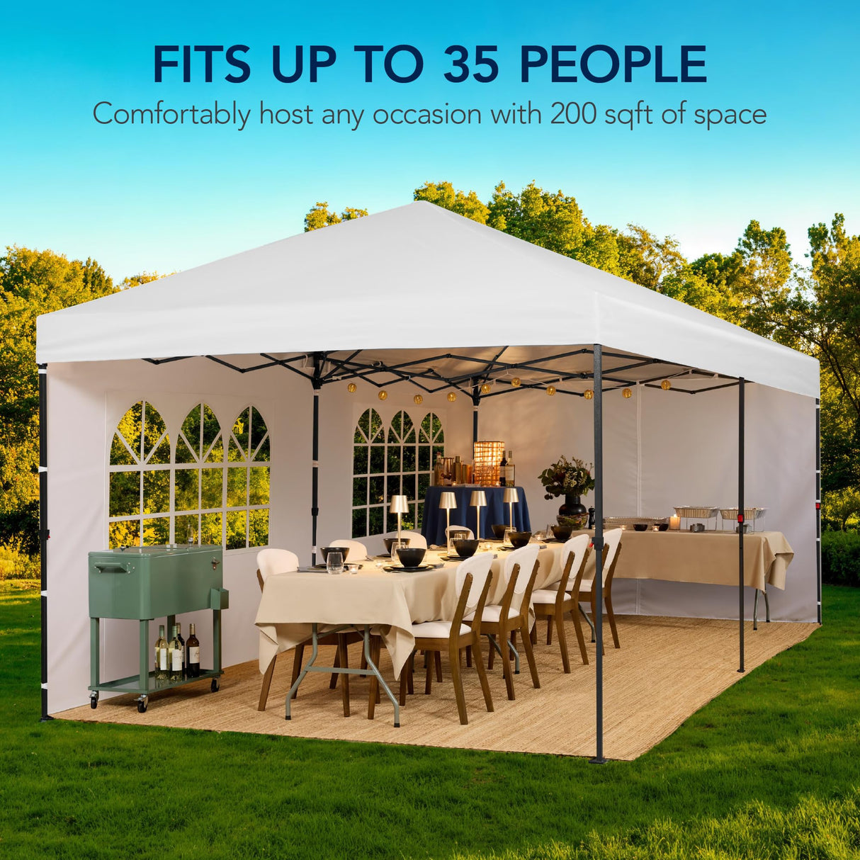 Best Choice Products 10x20 Party Tent, Heavy Duty Waterproof Large Outdoor Event Easy Pop Up Canopy Shelter w/Sidewalls, 1-Button Setup, Wheeled Case, Weight Bags - White Best Choice Products