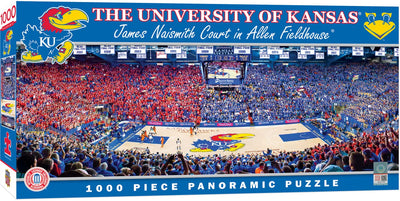MasterPieces - 1000 Piece Jigsaw Puzzle, NCAA Kansas Jayhawks, Panoramic Basketball Stadium View, Fun for Adults and Family, 13" x39