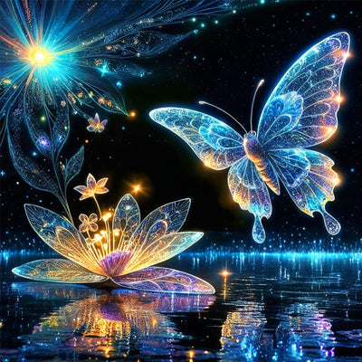 Zythron Butterfly Diamond Art Kits for Adults Lotus Diamond Art Paint with Diamond Painting DIY 5D Full Drill Gem Art Painting Kit for Home Wall Decor Gifts 14x14 in