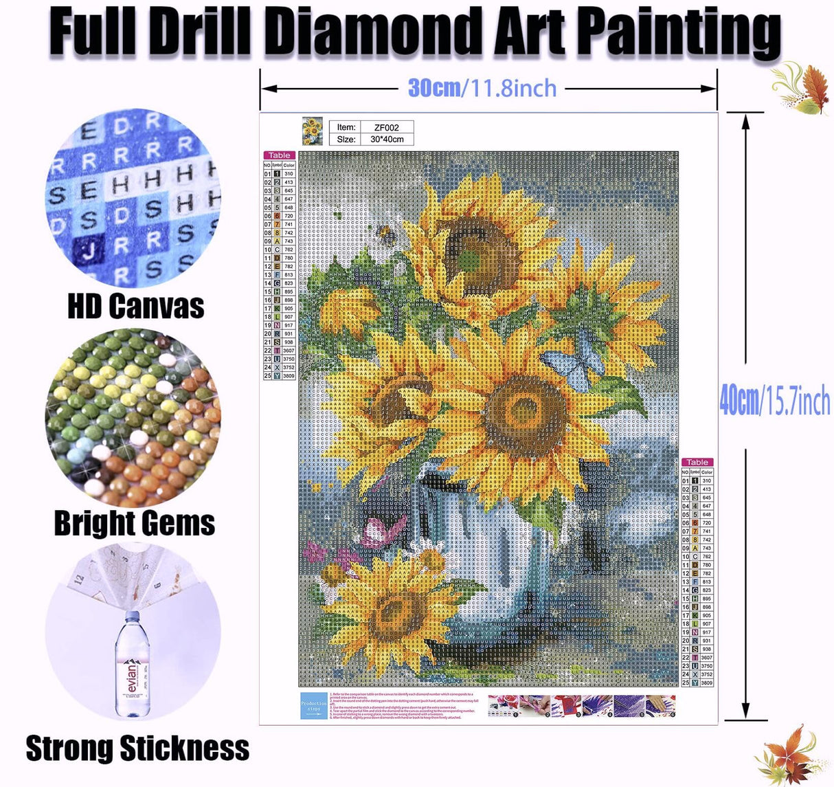 Legrace Sunflower Diamond Art Painting Kits for Adults - Full Drill Diamond Dots Paintings for Beginners, Round 5D Paint with Diamonds Pictures Gem Art Painting Kits DIY Adult Crafts Kits 12x16inch Legrace