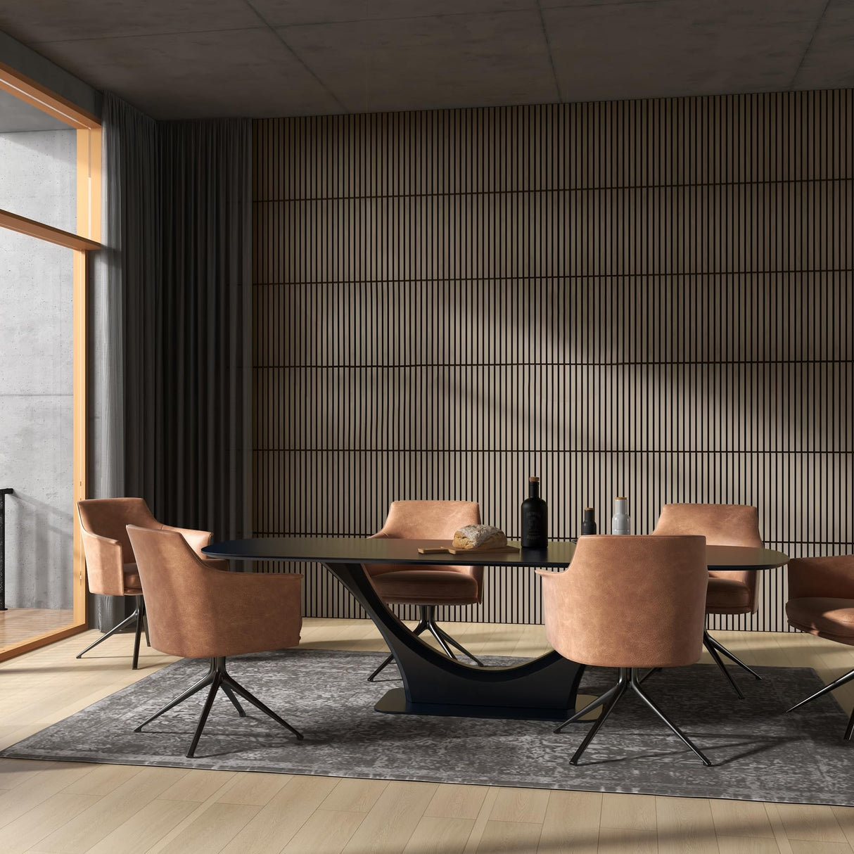 HOMCOM 4 Pack 3D Faux Wood Wall Panels, 24" x 24" Sound Absorbing Acoustic Panels, Wood Slat Wall Panels for Interior Wall Decor, Ceiling, Walnut HOMCOM