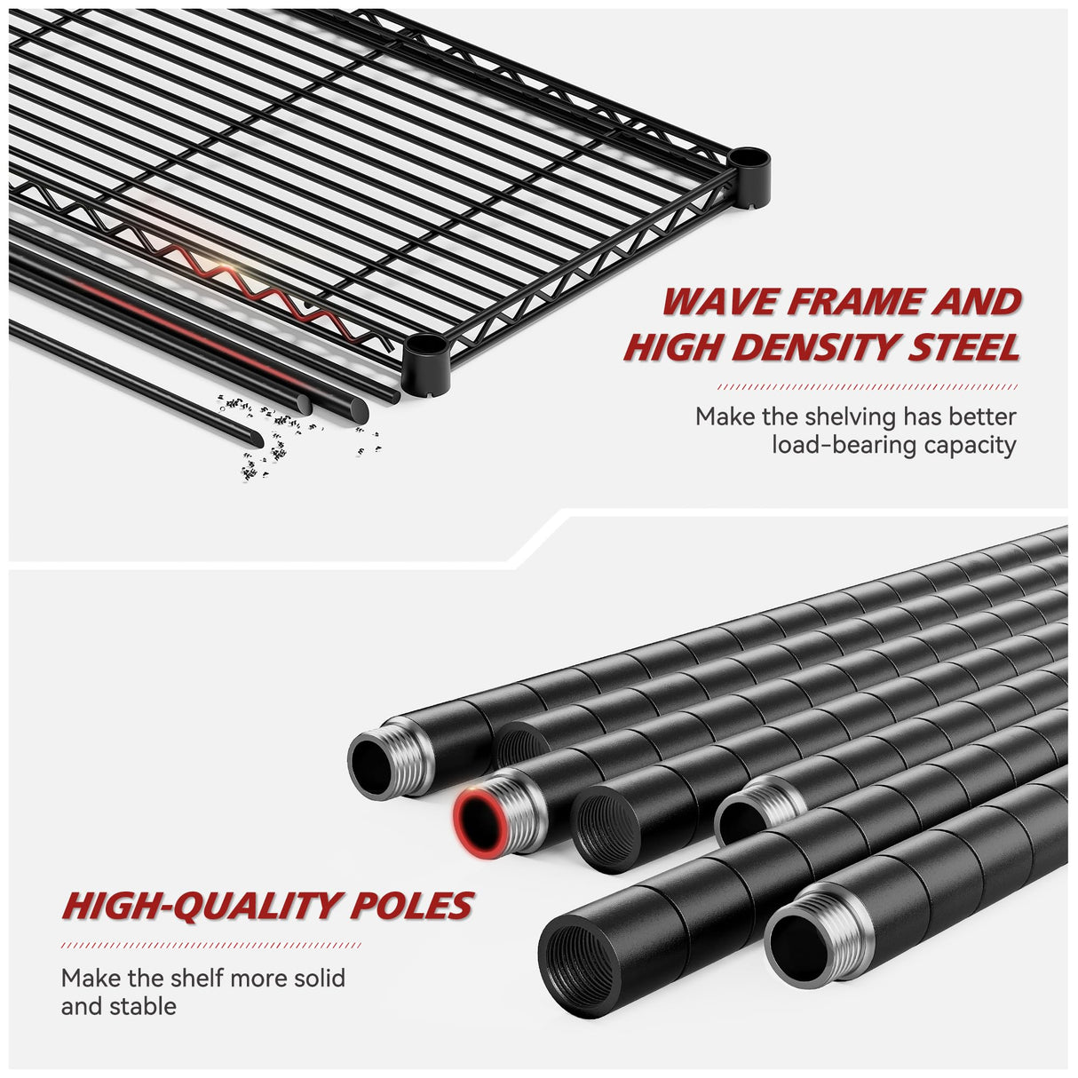 REIBII 72’’H Wire Shelving, 6 Tier Garage Shelving Units and Storage Shelves Heavy Duty, Adjustable Heavy Duty Metal Shelves for Storage Shelves for Pantry Kitchen Garage, 24’’W X18’’D X72’’H REIBII