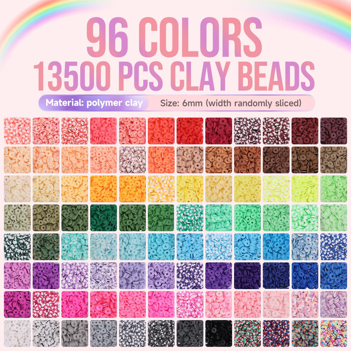 Pizooro Friendship Bracelet Kit with 96 Colors,13440 Clay Beads,1470 Letter Beads for Jewelry Making - 5 Styles of Round Alphabet, Number& Pattern Beads with 4 Elastic Strings, Crafts Gift for Teens Pizooro