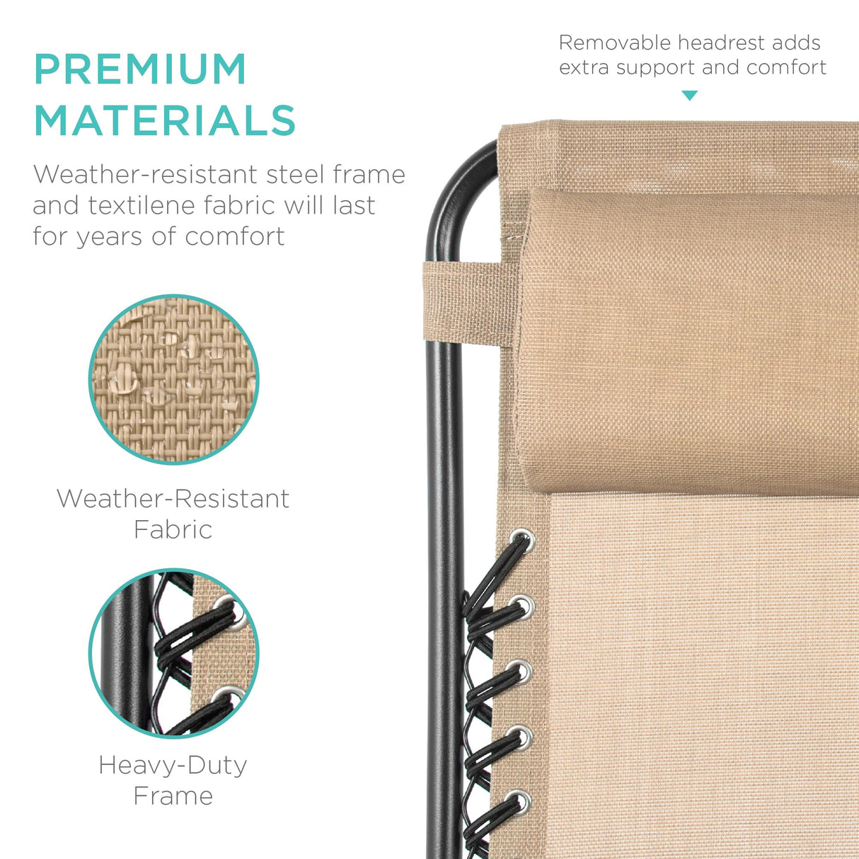 Best Choice Products Set of 2 Adjustable Steel Mesh Zero Gravity Lounge Chair Recliners w/Pillows and Cup Holder Trays - Sand Best Choice Products