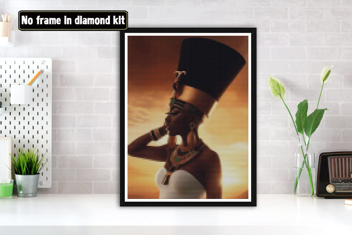 Bimkole 5D Diamond Painting Kits African American Women, Full Drill Exotic Beauty Paint with Diamonds Art DIY Rhinestone Embroidery by Number Kits Cross Stitch Home Wall Craft Decoration(12x16inch Bimkole