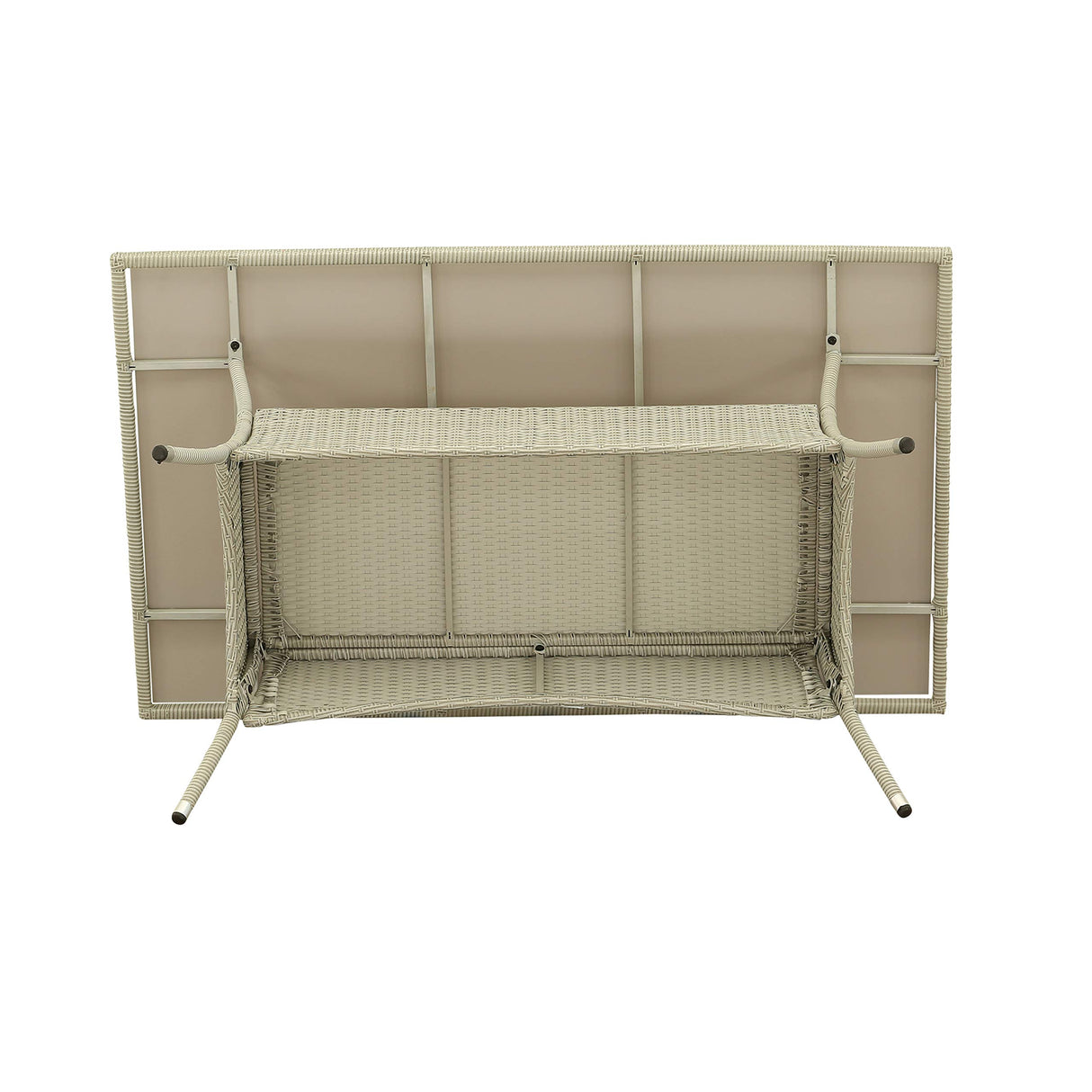 East West Furniture OSBK7-03A Oslo 7 Piece Patio Furniture Wicker Outdoor Set Includes a Rectangle Dining Table with Glass Top and 6 Backyard Armchair with Cushion, 36x60 Inch East West Furniture