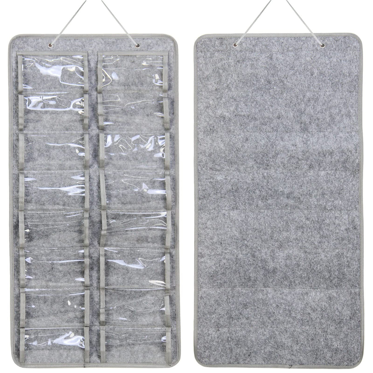 Casaphoria Sunglasses Organizer Storage, Hanging Dust Proof Wall Pocket Glasses Organizer - 16 Felt Slots Sunglass Organizer Holder with Metal Hook and Sturdy Rope, X-Large, Gray, Dust Proof Casaphoria