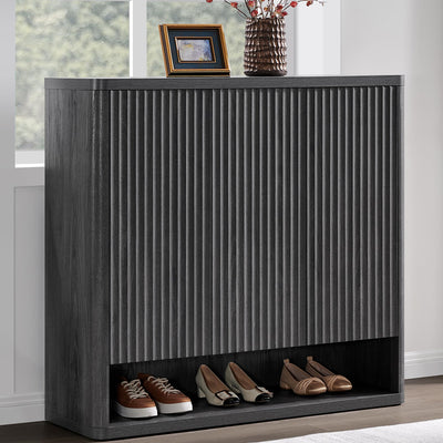 SICOTAS Shoe Cabinet 47.2" Wide Freestanding Hidden Shoe Storage Cabinet with 3 Doors & 4 Adjustable Shelves Tall Modern Shoes Rack Organizer Cabinets Storage for Entryway Hallway Living Room Entrance