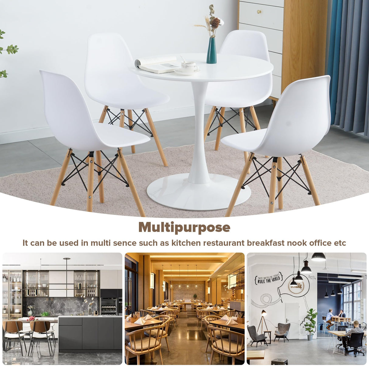 Ufurpie Round Dining Table Set for 4, 5-Piece Farmhouse Dining Table with 4 Chairs for Dining Room & Coffee Shop & Small Spaces Ufurpie