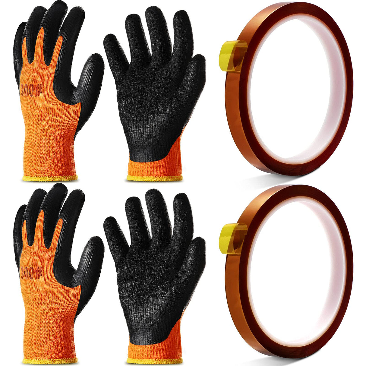Honeydak 2 Pairs Heat Resistant Gloves Heat Transfer Machine Gloves Heat Work Gloves for Sublimation with 2 Rolls Heat Tape Heat Transfer Tape High Temperature Tape Thermal Tape Heat Press Tape Honeydak