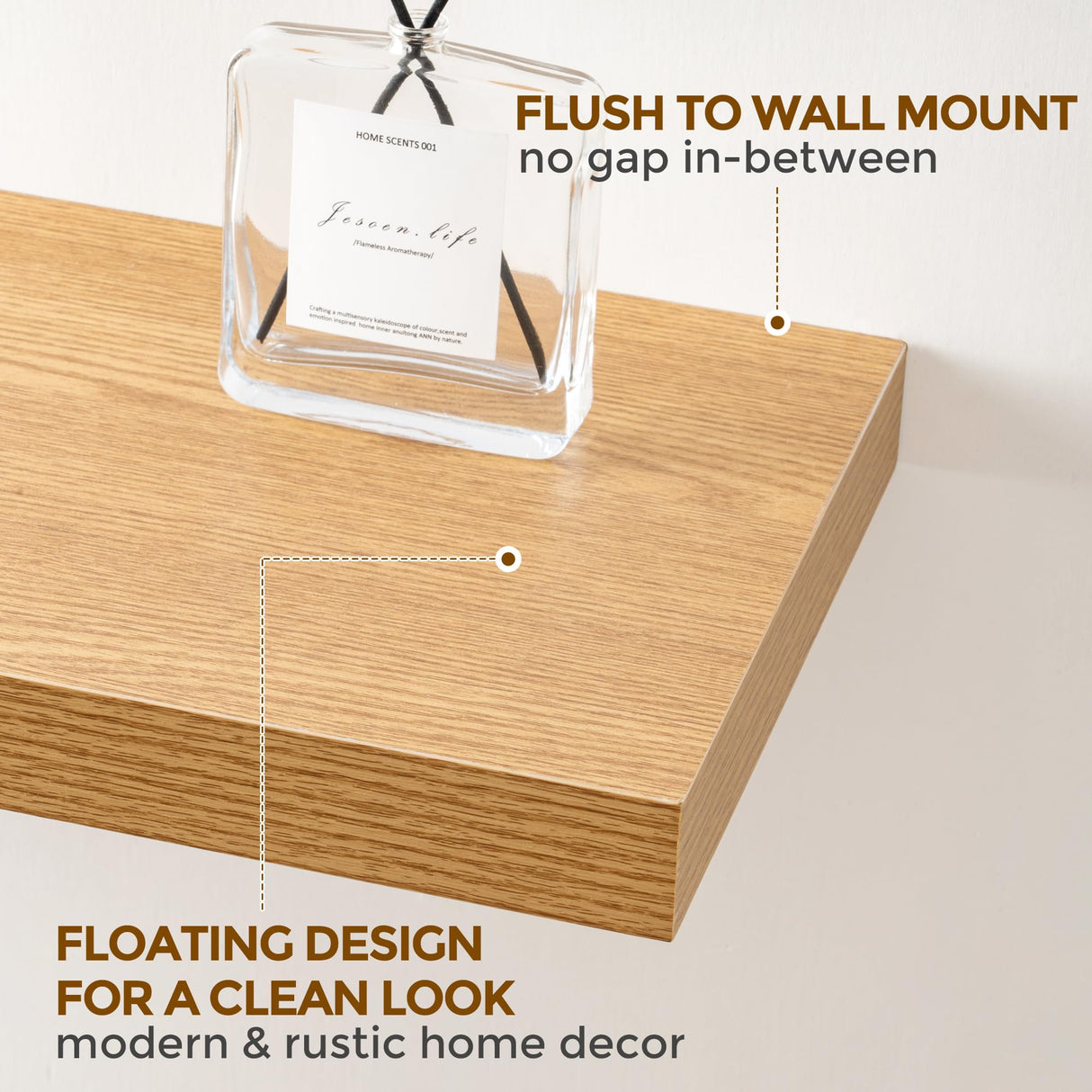 Oak Floating Shelves 72 Inch Long, 9.3" Deep Shelves Wall Mounted, 72"x9.3" Fireplace Mantel, Deep Storage Shelves for Home & Office, Rustic Large TV Stand - 9.3" D x 72" W x 1.5" H, 1 Pack Fun Memories