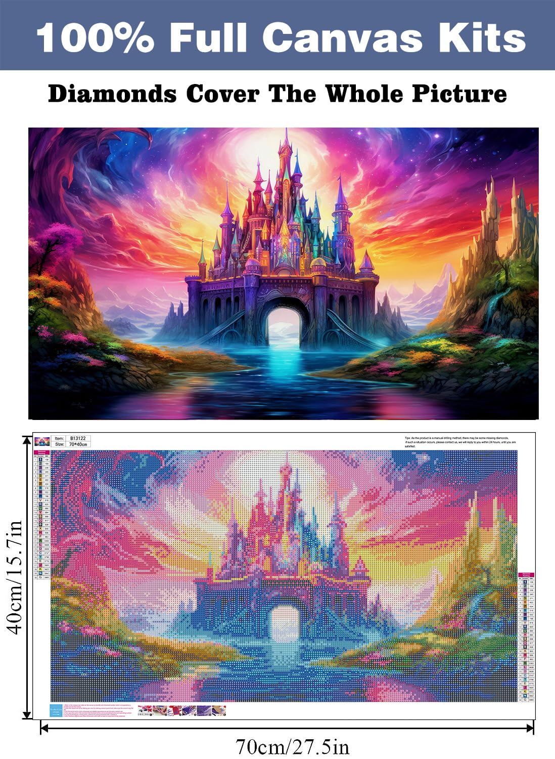 ijbnhd 5D Diamond Art Painting Castle, Large Diamond Painting Kits for Adults, DIY Starry Sky Full Drill Round Gem Art Painting for Crafts Home Wall Decor Gift 16X28inch ijbnhd