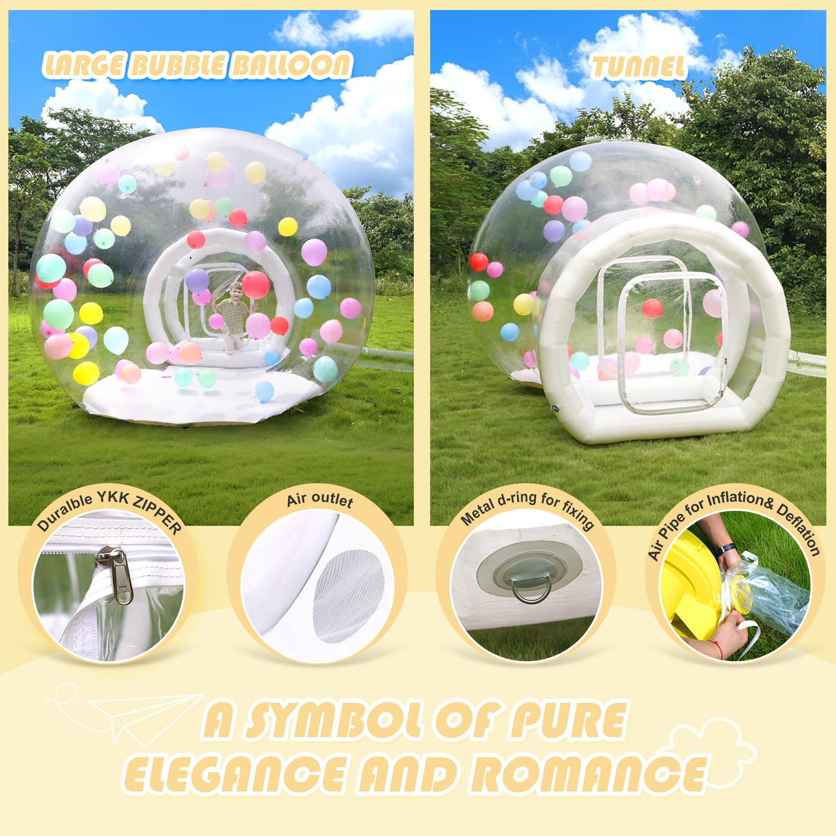 Inflatable Bubble Balloon House, 10ft Bubble House Dome Inflatable for Kids with Pump and UL Blower, Bubble Tent for Toddlers Party Balloons Clear for Home Party, Event Exhibition, Malls, Parks easyjump