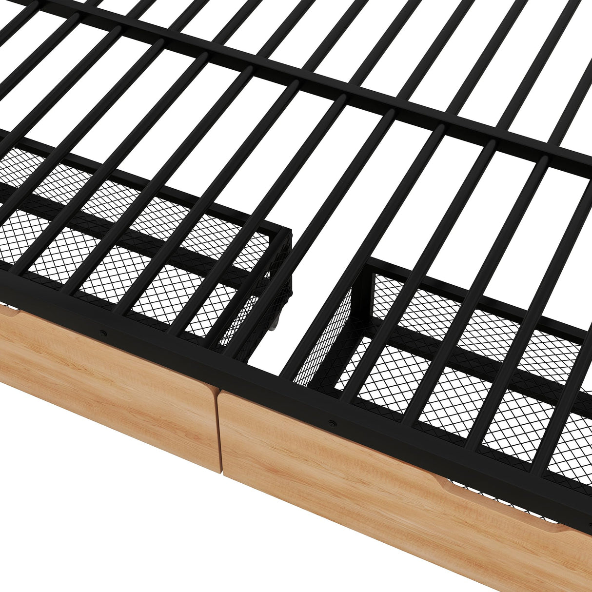 FAROUCHE Full Over Full Bunk Bed with 2 Drawers, Heavy Duty Metal Full Bed with Guardrail and Ladder, Can be Convertible to 2 Separated Beds, Noise Free, Space Saving Bunk Bed, Black FAROUCHE