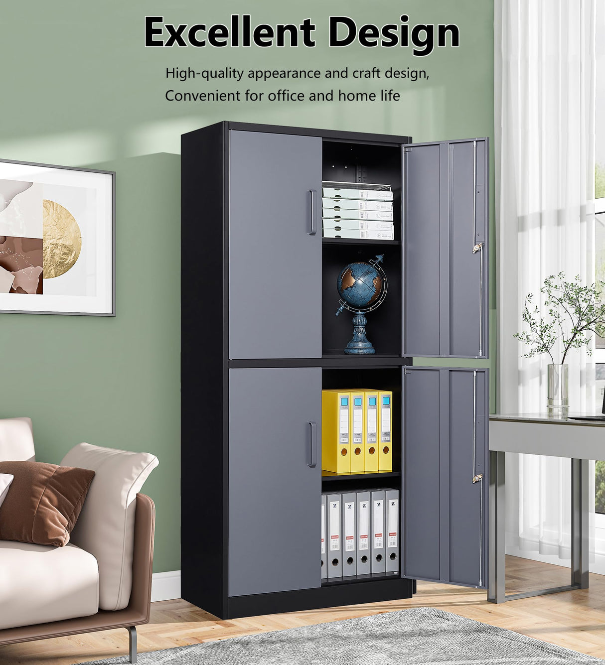 SISESOL Metal Storage Cabinet - 71 Inch Tall Large Steel Utility Locker with 3 Adjustable Shelves & Locking Doors - Garage Storage Cabinets for Tool Storage and Ammo Locker SISESOL