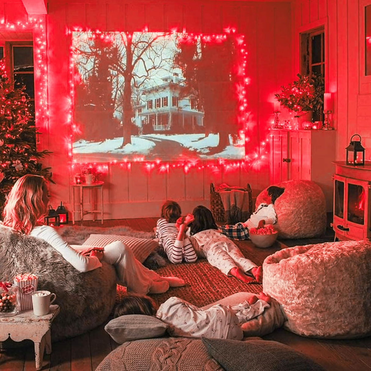 JMEXSUSS 600 LED Red Christmas Lights Outdoor for Christmas Decor, Red String Lights Indoor Clear Wire, Red Twinkle Fairy Lights Plug in for Outside Christmas Tree Party Decorations JMEXSUSS