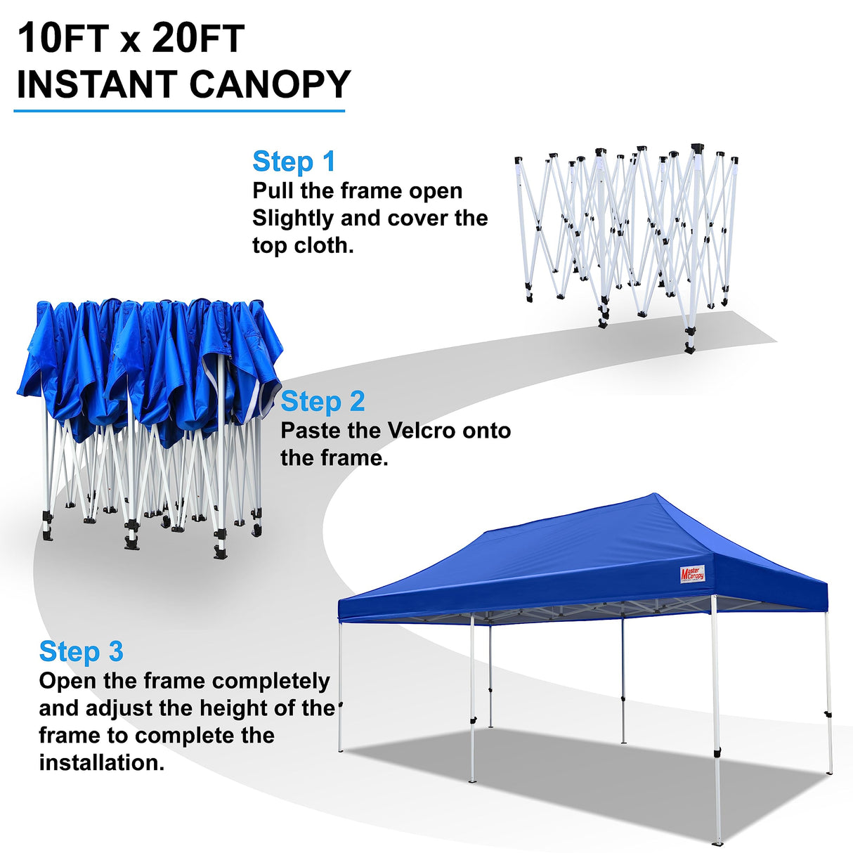 MASTERCANOPY Pop Up Canopy Tent Commercial Grade 10x20 Instant Shelter (Blue) MASTERCANOPY
